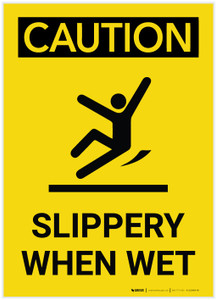 Caution: Slippery When Wet With Graphic Vertical - Label