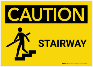 Caution: Stairway With Graphic - Label