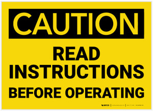 Caution: Read Instructions Before Operating - Label