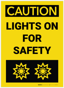 Caution: Lights On With Graphic Vertical - Label