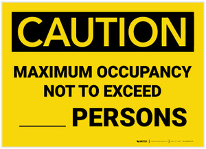 Caution: Maximum Occupancy Not to Exceed - Label