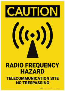 Caution: Radio Frequency Hazard Telecommunication Site - Label