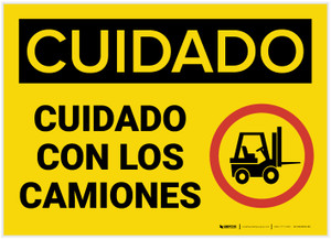 Caution: Watch For Lift Trucks Spanish - Label