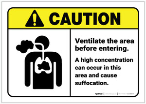 Caution: Ventilate Before Entering Cause Suffocation ANSI - Label