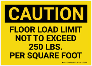 Caution: Floor Load Limit 250 Lbs Landscape - Label