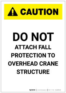Caution: Do Not Attach Fall Protection to Crane Portrait - Label