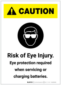 Caution: Risk of Eye Injury - Eye Protection Required with Graphic Portrait - Label