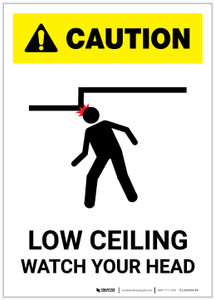 Caution: Low Ceiling Watch Your Head White Portrait - Label