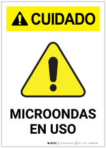 Caution: Microwave in Use Spanish Portrait - Label