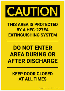 Caution: Area Protected by a HFC-227ea Extinguisher System Portrait - Label