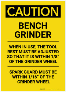 Caution: Bench Grinder Portrait - Label
