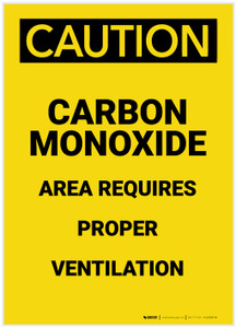 Caution: Carbon Monoxide Area Requires Proper Ventilation Portrait - Label