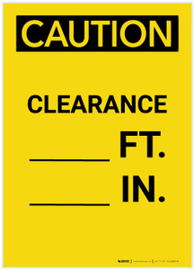 Caution: Clearance Feet Inches Portrait - Label