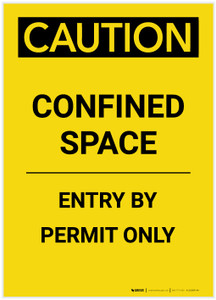 Caution: Confined Space Entry By Permit Only Portrait - Label