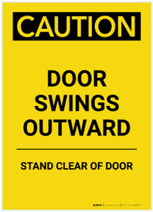 Caution: Door Swings Outward Stand Clear Of Door Portrait - Label