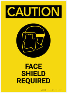 Caution: Face Shield Required Portrait - Label
