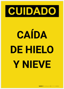 Caution: Falling Ice Snow Spanish Portrait - Label