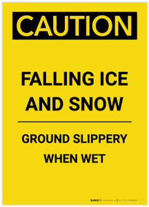 Caution: Falling Ice and Snow Ground Slippery Portrait - Label