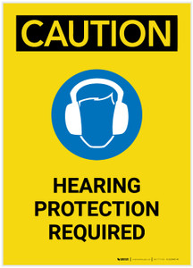 Caution: Hearing Protection Required With Graphic Portrait - Label