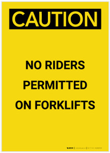 Caution: No Riders Permitted on Forklifts Portrait - Label