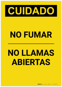 Caution: No Smoking No Open Flames Spanish Portrait - Label
