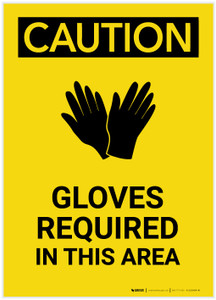 Caution: PPE Gloves Required in This Area Portrait - Label