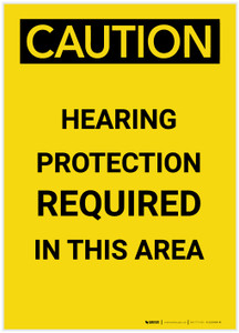 Caution: PPE Hearing Protection Required in this Area Portrait - Label