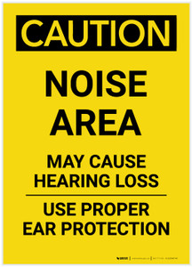 Caution: PPE Noise Area May Cause Hearing Loss Use Hearing Protection Portrait - Label