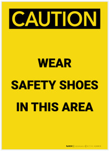 Caution: PPE Wear Safety Shoes in This Area Portrait - Label