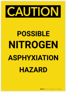 Caution: Possible Nitrogen Asphyciation Hazard Portrait - Label