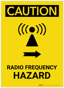 Caution: Radio Frequency Right Arrow Portrait - Label