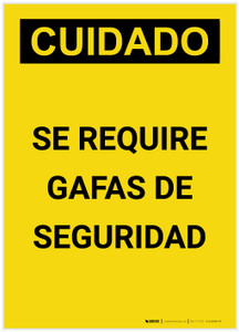 Caution: Safety Glasses Required Spanish Portrait - Label