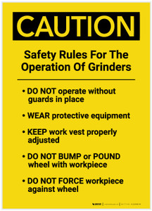 Caution: Safety Rules For The Operation Of Grinders Portrait - Label