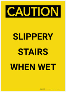 Caution: Slippery Stairs When Wet Portrait - Label