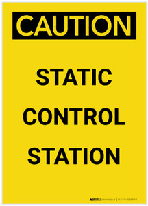 Caution: Static Control Station Portrait - Label Caution: Static Control Station Portrait - Label