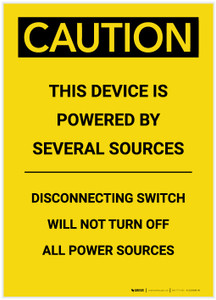 Caution: This Device Powered By Several Sources Portrait - Label