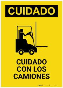 Caution: Watch For Lift Trucks Spanish Portrait - Label