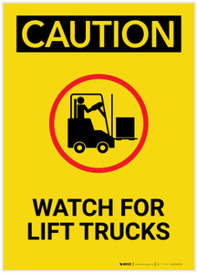 Caution: Watch For Lift Trucks With Graphic Portrait - Label