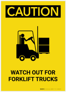 Caution: Watch Out For Forklift Trucks with Graphic Portrait - Label