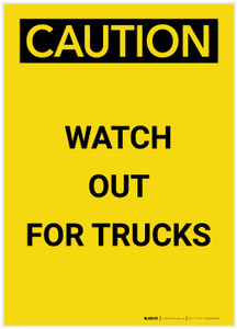 Caution: Watch Out For Trucks Portrait - Label
