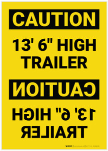 Caution: 13'6" High Trailer Mirrored - Label