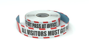 Restricted Area: All Visitors Must Get Pass At Office - Inline Printed Floor Marking Tape