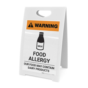 Warning: Food Allergy - Food May Contain Dairy with Icon - A-Frame Sign
