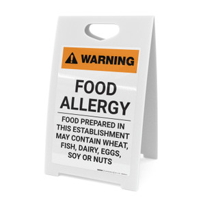 Warning: Food Allergy - Our Food May Contain Wheat Fish Dairy Eggs - A-Frame Sign