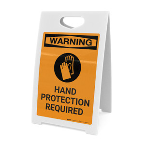 Warning: Hand Protection Required with Icon - A-Frame Sign