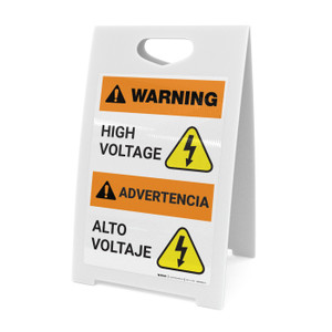 Warning: High Voltage - Bilingual Spanish - A-Frame Sign