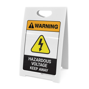 Warning: Hazardous Voltage - Keep Away with Pictogram ANSI - A-Frame Sign