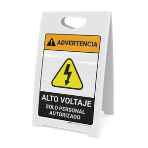 Warning: High Voltage - Authorized Personnel Only Spanish ANSI - A-Frame Sign