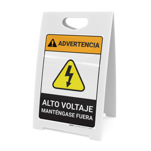 Warning: High Voltage - Keep Out Spanish ANSI - A-Frame Sign
