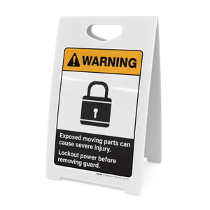 Warning: Lockout Power Before Removing Guard ANSI - A-Frame Sign Warning: Lockout Power Before Removing Guard ANSI - A-Frame Sign